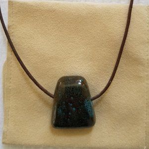 Brown/Blue stone necklace on leather cord